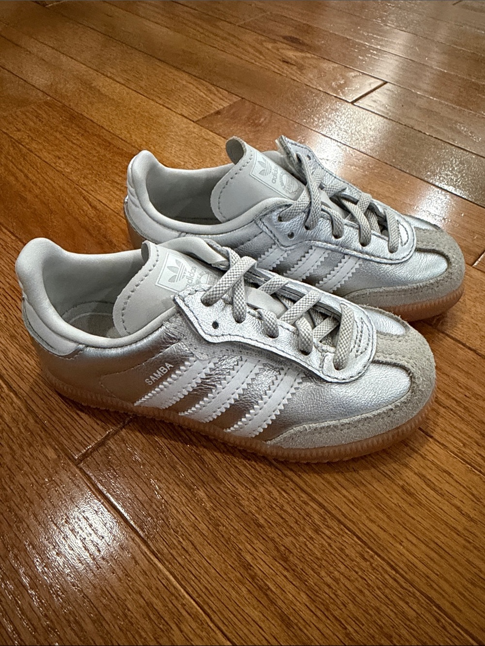adidas Kids Samba Sneakers in Silver and White